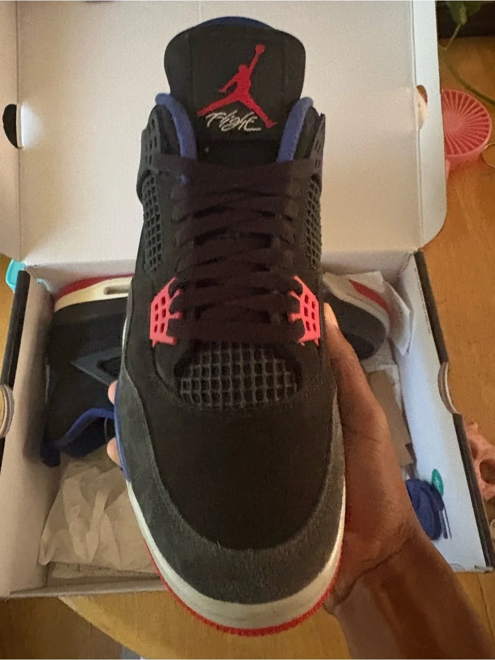 Jordan Black Sneakers with Red & Blue Accents